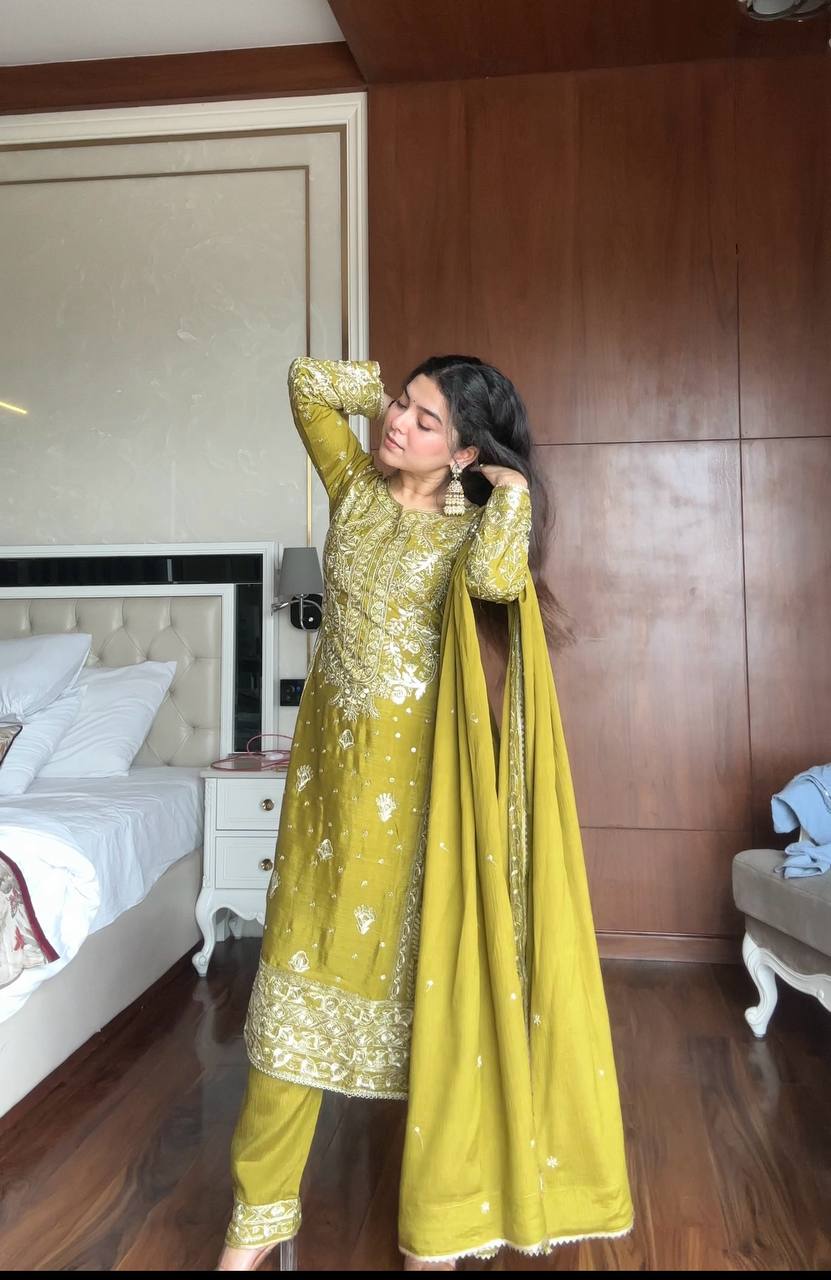 Exclusive Light Green Pant Pair Set By Kurtis By Shivay