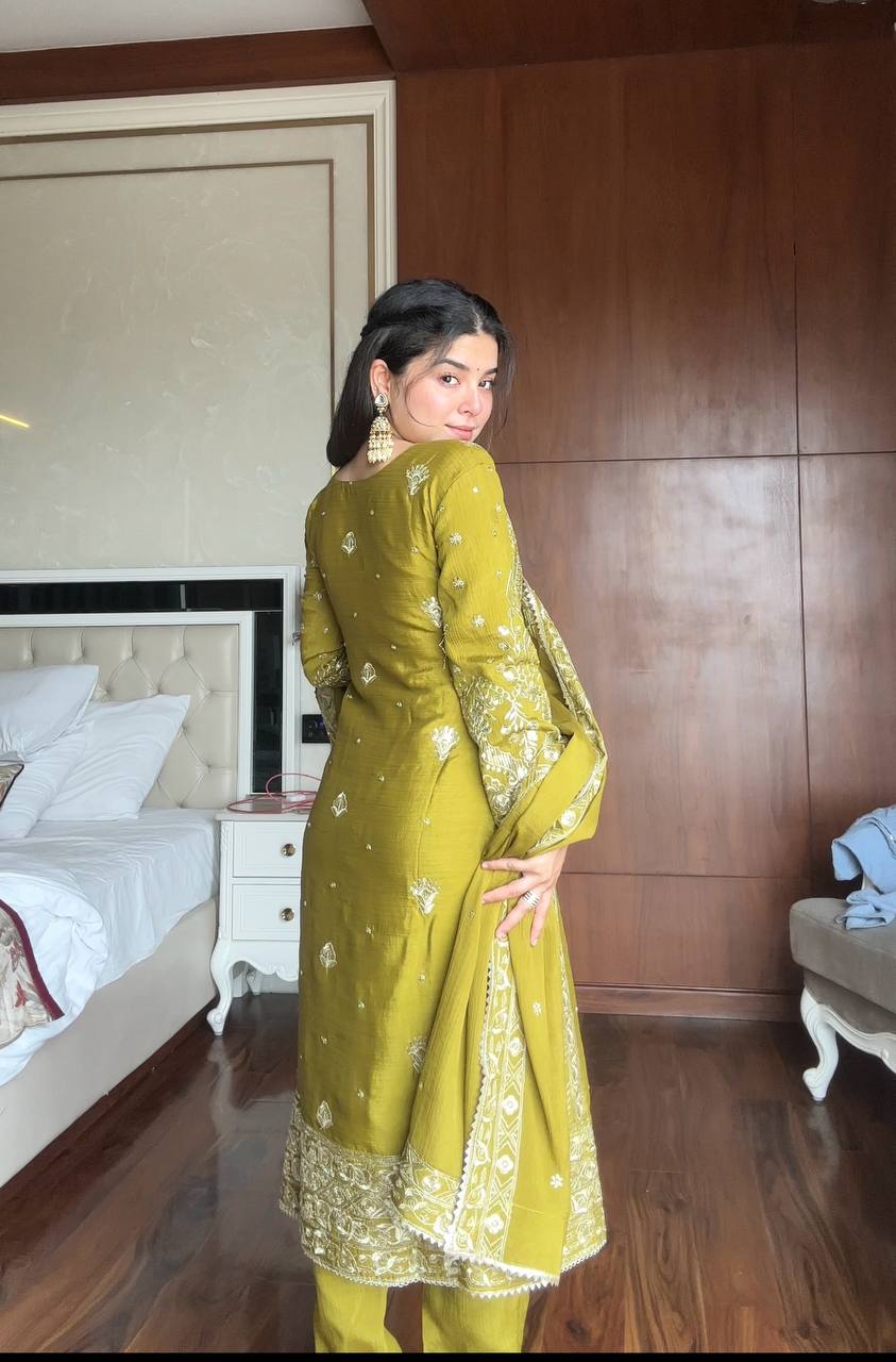 Exclusive Light Green Pant Pair Set By Kurtis By Shivay