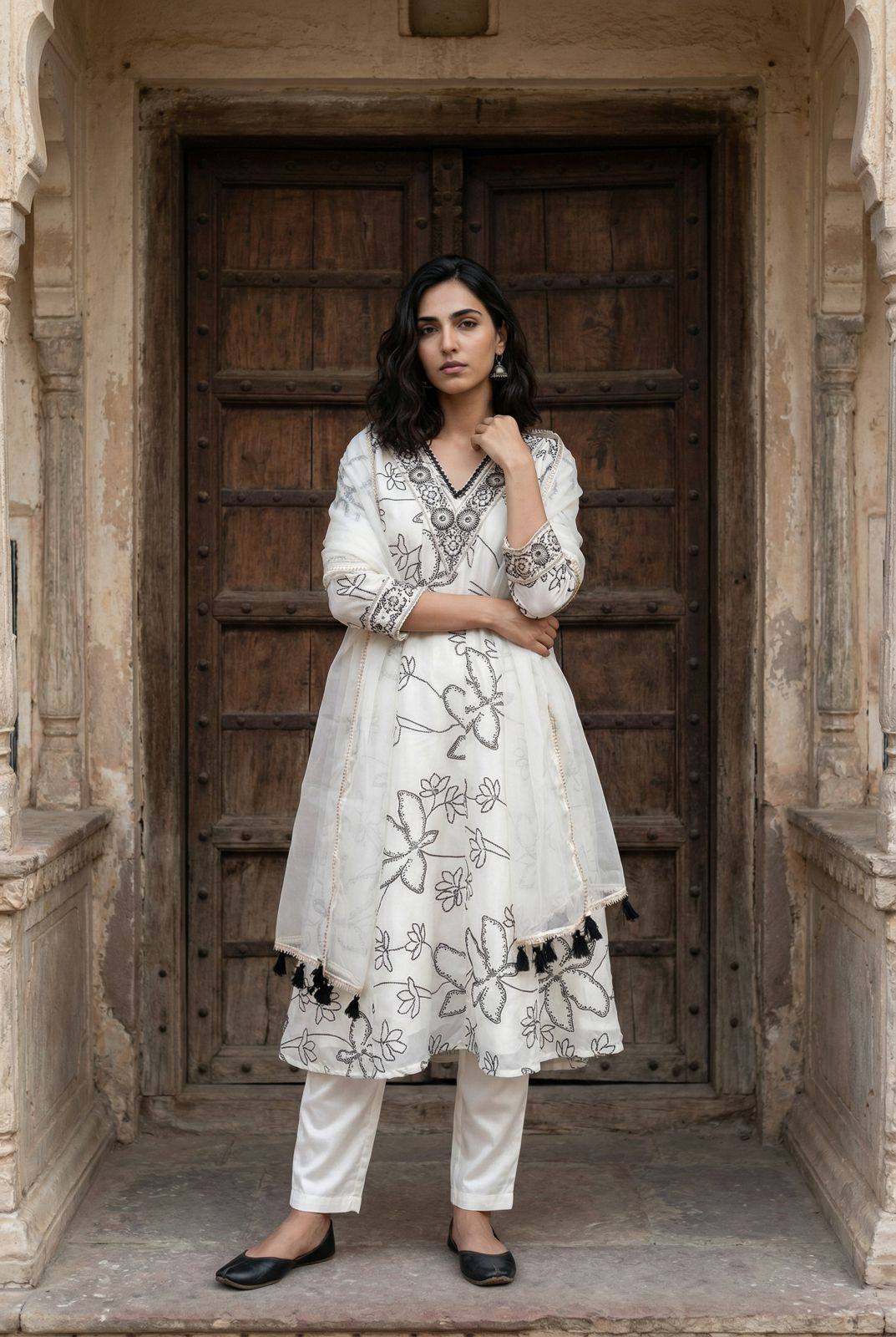 Anarkali Salwar Suit Digital Print Set with Dupatta