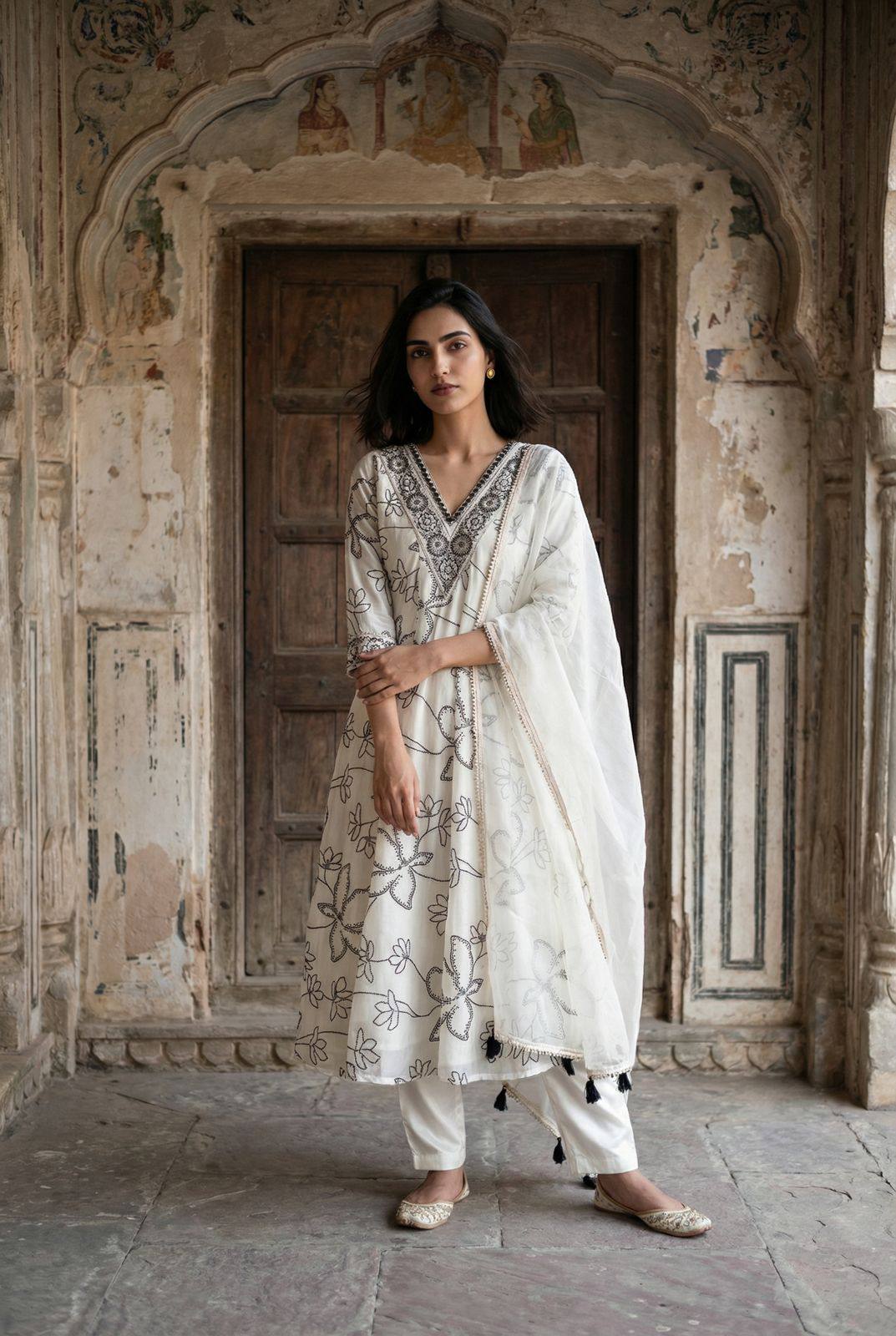 Anarkali Salwar Suit Digital Print Set with Dupatta