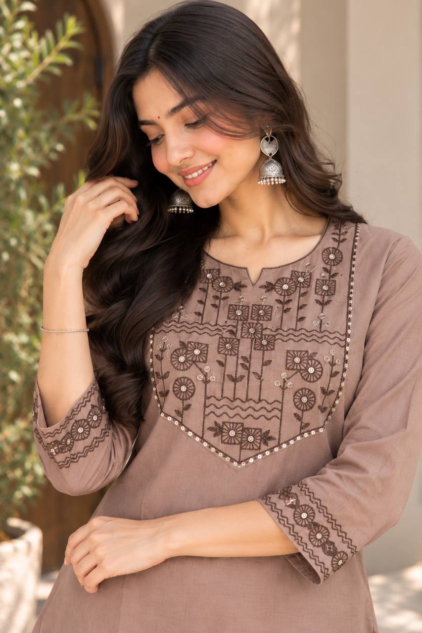 Jaipur Bloom – Premium Dabu Cotton Kurti Set