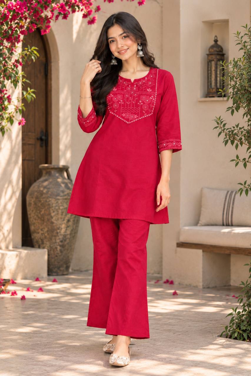 Jaipur Bloom – Premium Dabu Cotton Kurti Set