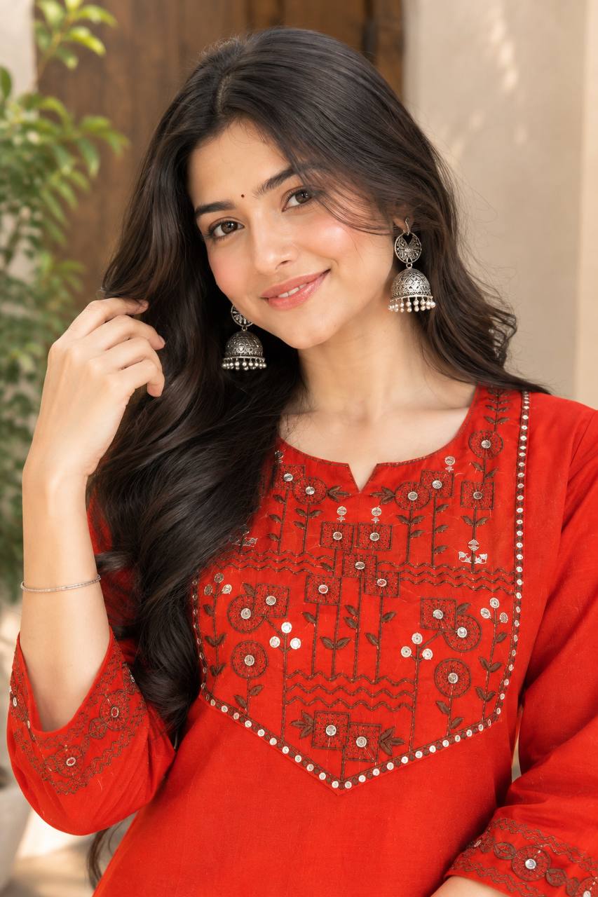 Jaipur Bloom – Premium Dabu Cotton Kurti Set