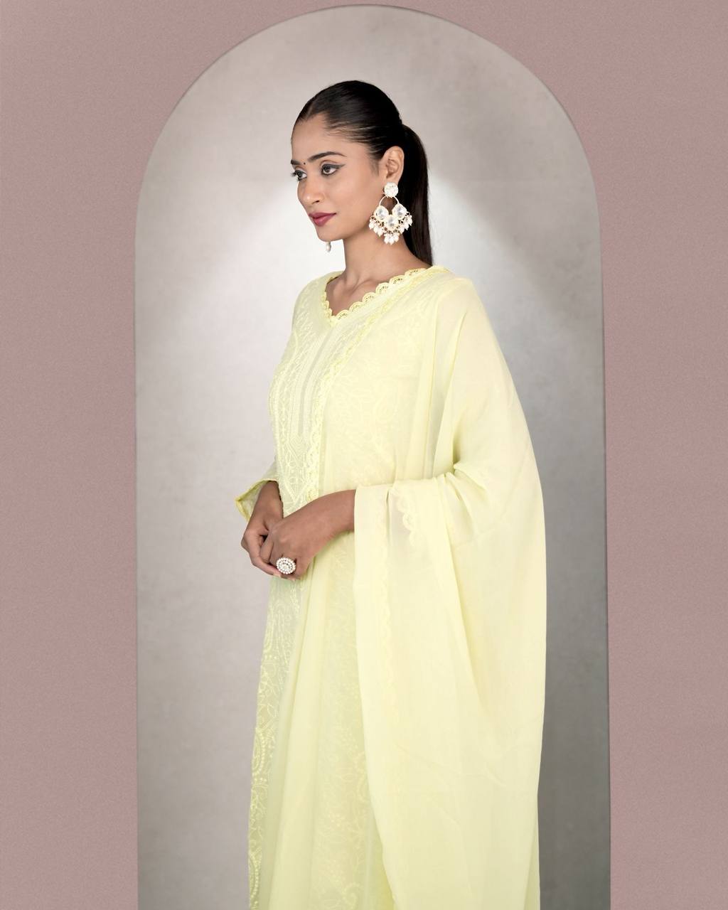Elegant Chikankari embroidery Fox Georgette Kurta Set