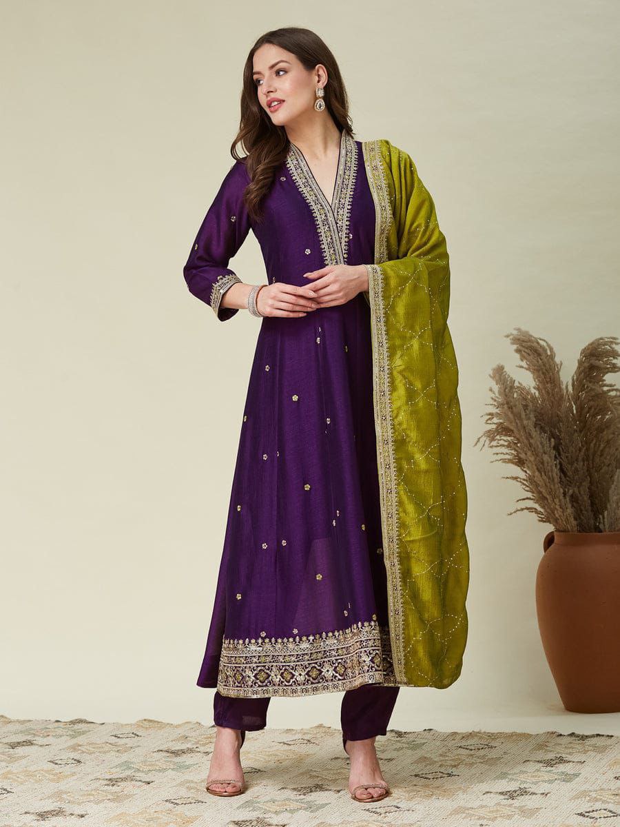 Elegant Vichhitra Silk Kurta Set with Embroidery Work