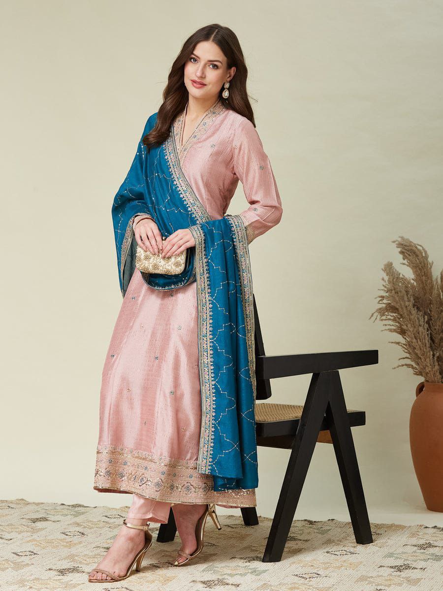 Elegant Vichhitra Silk Kurta Set with Embroidery Work