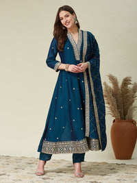 Elegant Vichhitra Silk Kurta Set with Embroidery Work