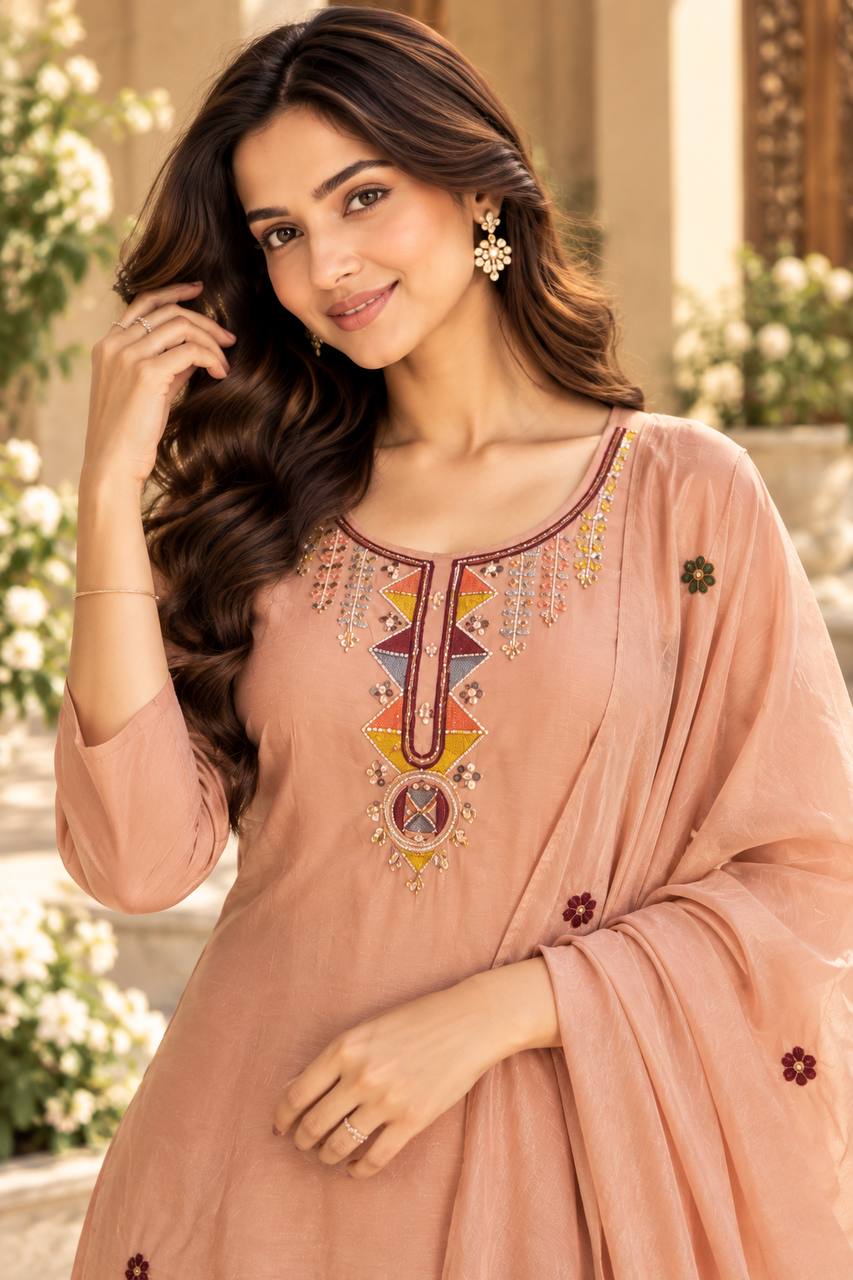 Premium Creame Chinon Co-Ord Set