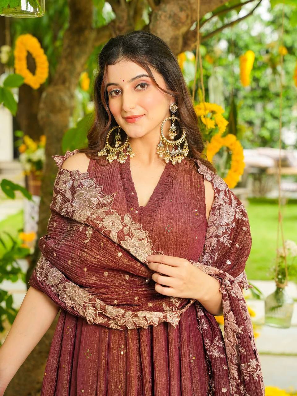 Elegant Embroidered Crunchy Fabric Sharara Set with Dupatta