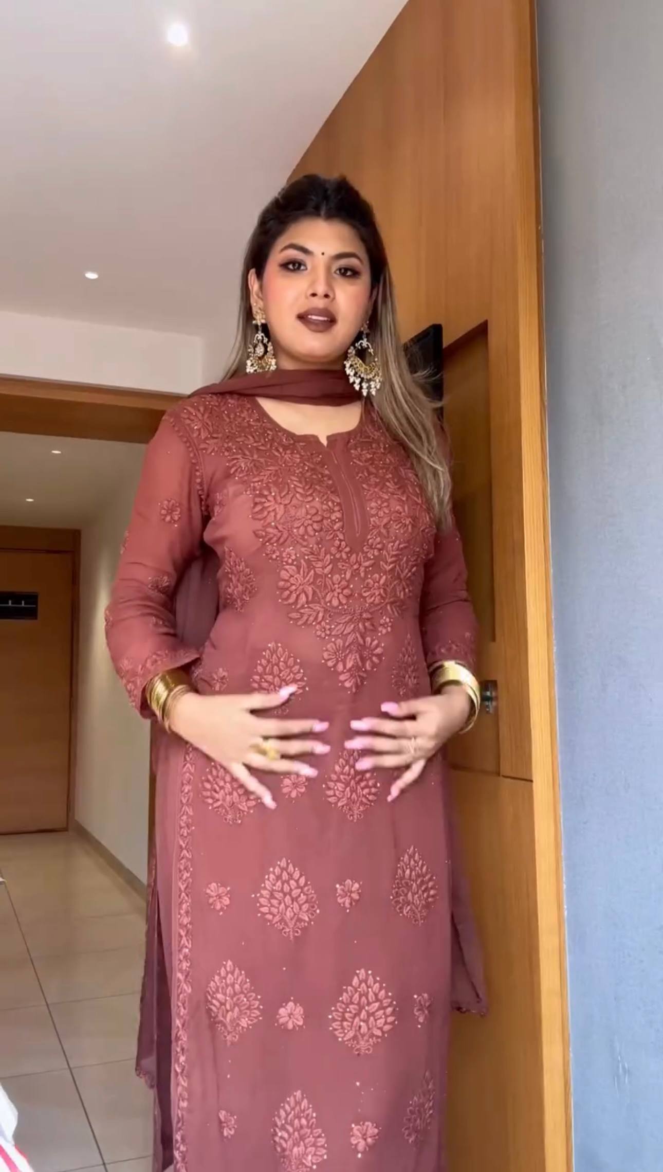 Elegant Embroidered Faux Georgette Plazzo Set