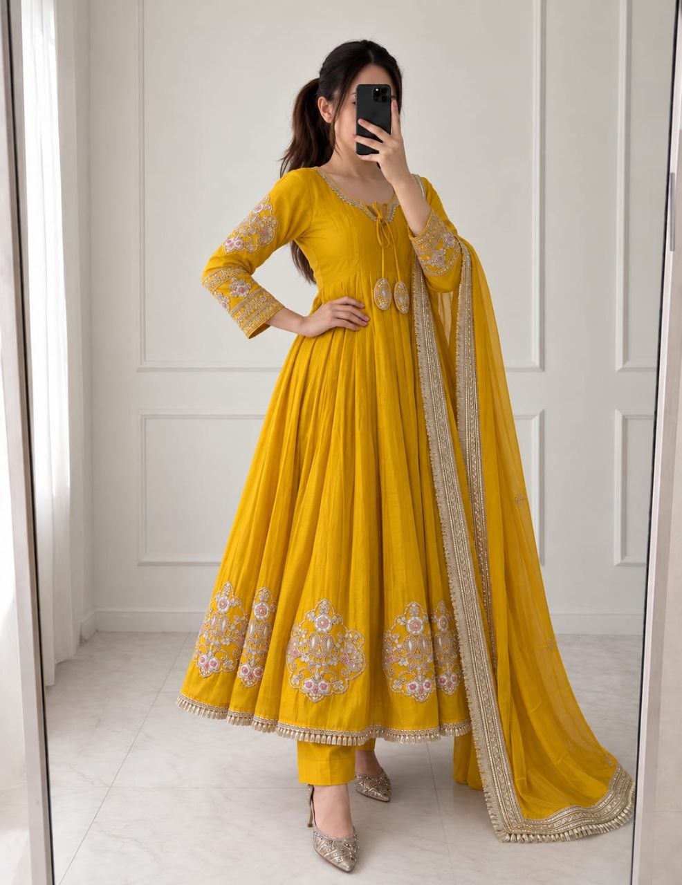 Designer Anarkali Gown – Pure Handwork Collection
