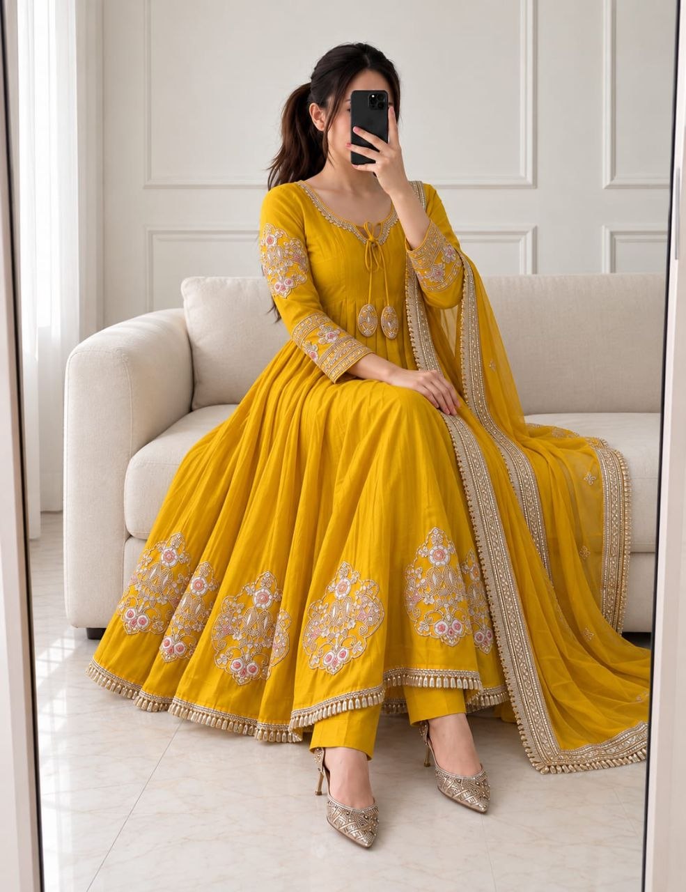 Designer Anarkali Gown – Pure Handwork Collection