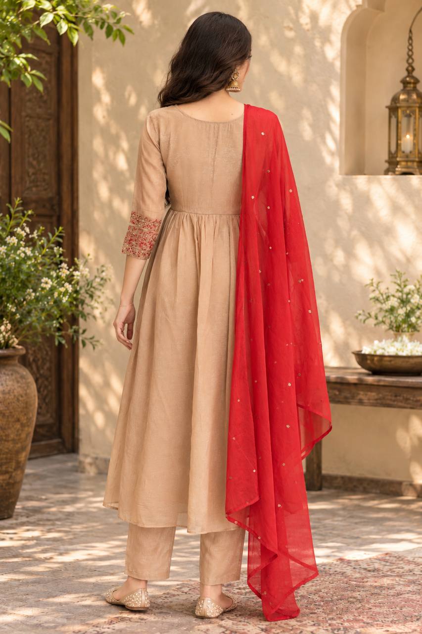 Premium Crunchy Top, Palazzo Nazmeen Dupatta Set