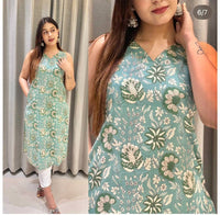 Sleeveless Cotton Printed Kurti – Perfect for Regular & Office Wear