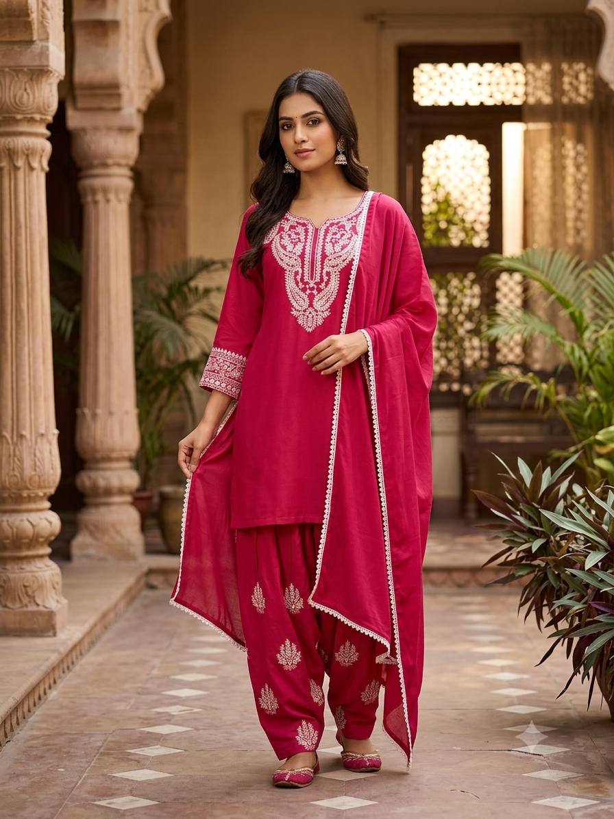 Designer Farsi Suit Set with Embroidery Work