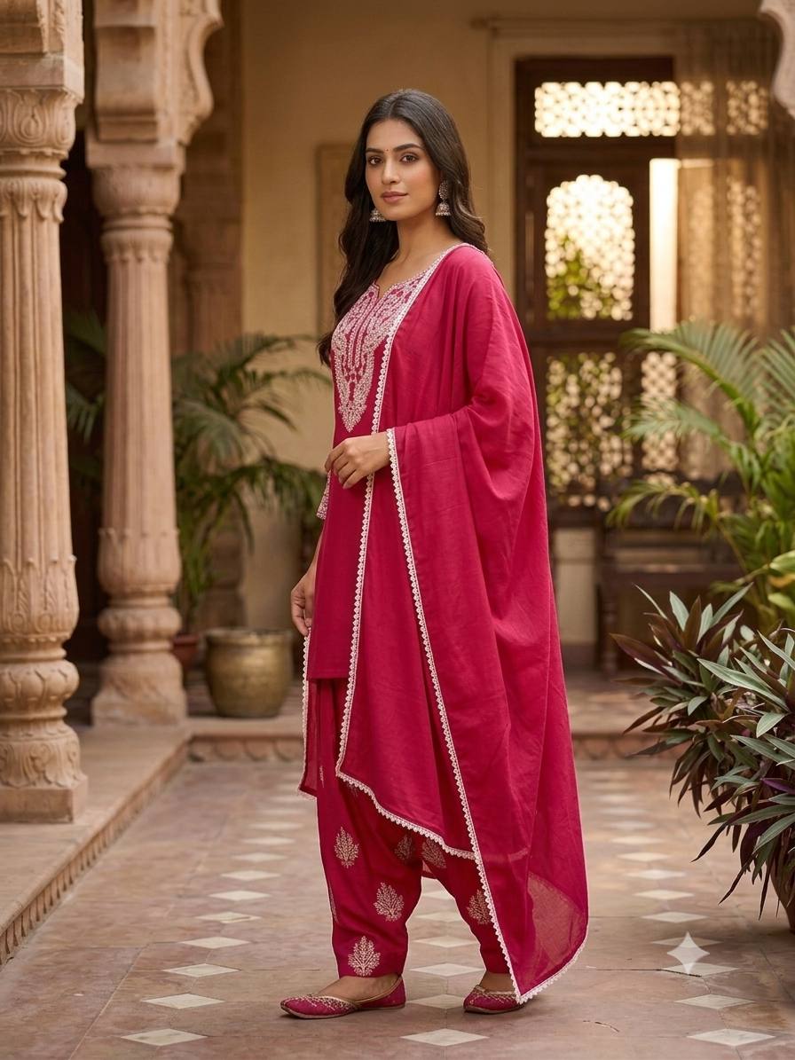 Designer Farsi Suit Set with Embroidery Work