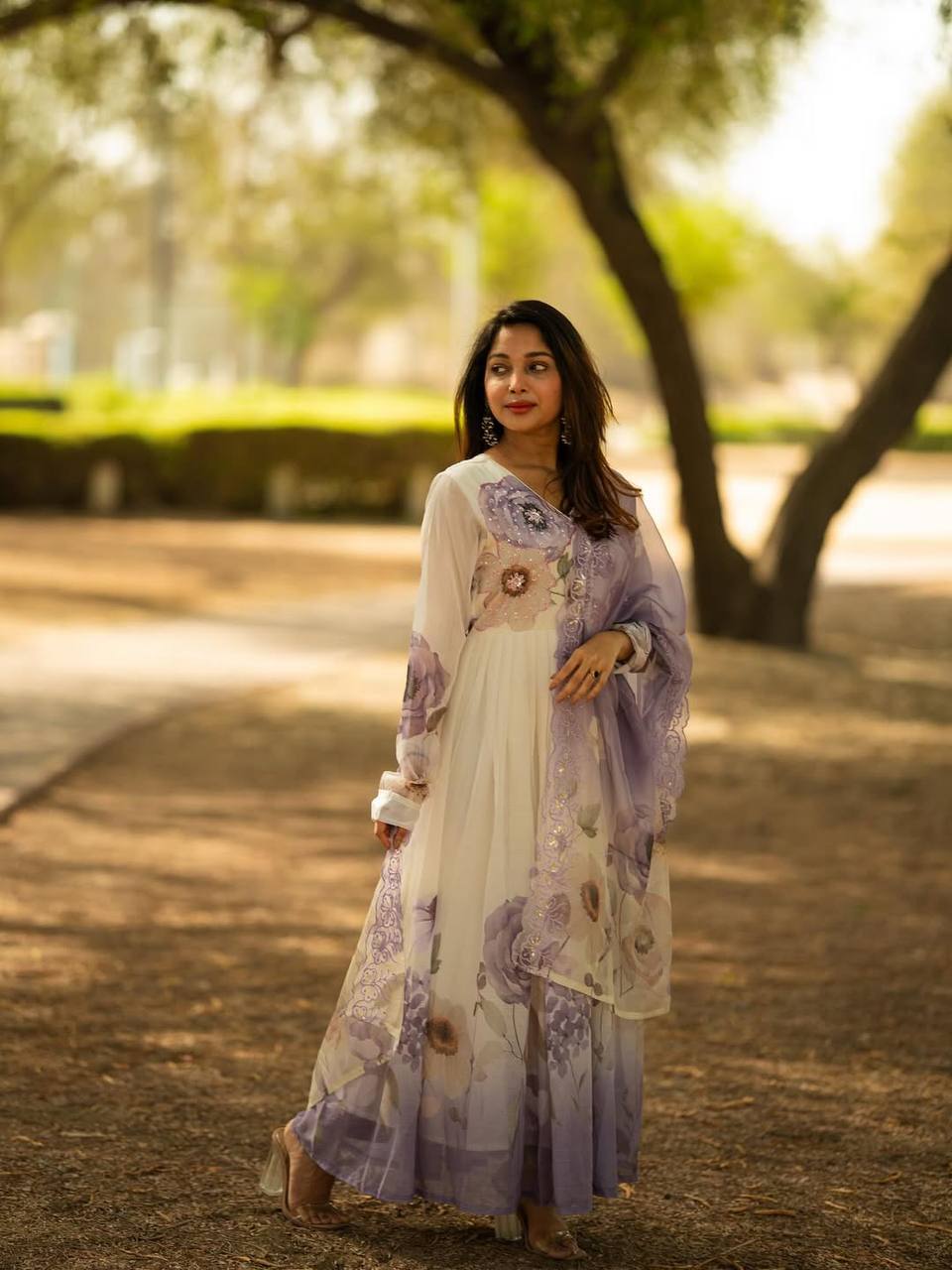 Exclusive Organza Salwar Kameez Suit with Digital Print & Embroidered Dupatta