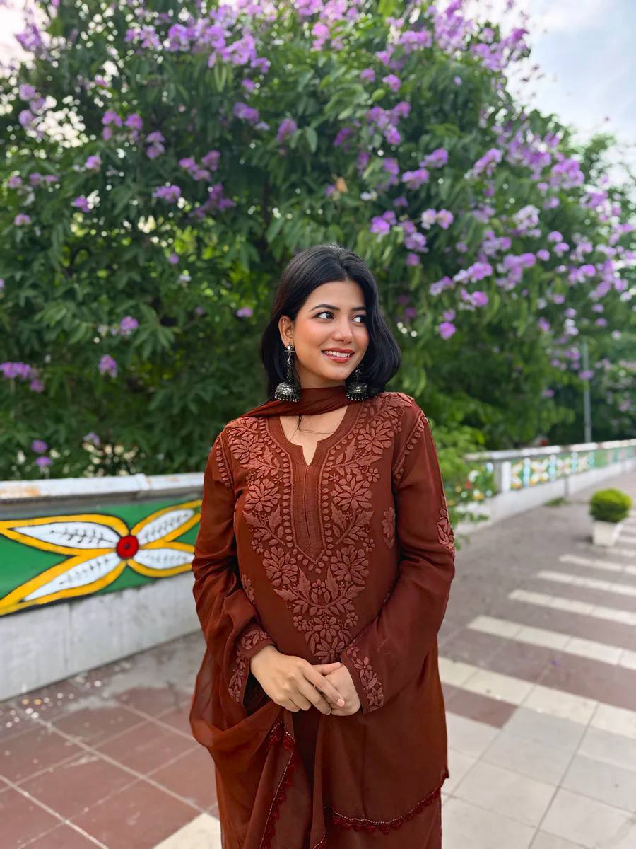 Radiance Straight Chikankari Kurta Set