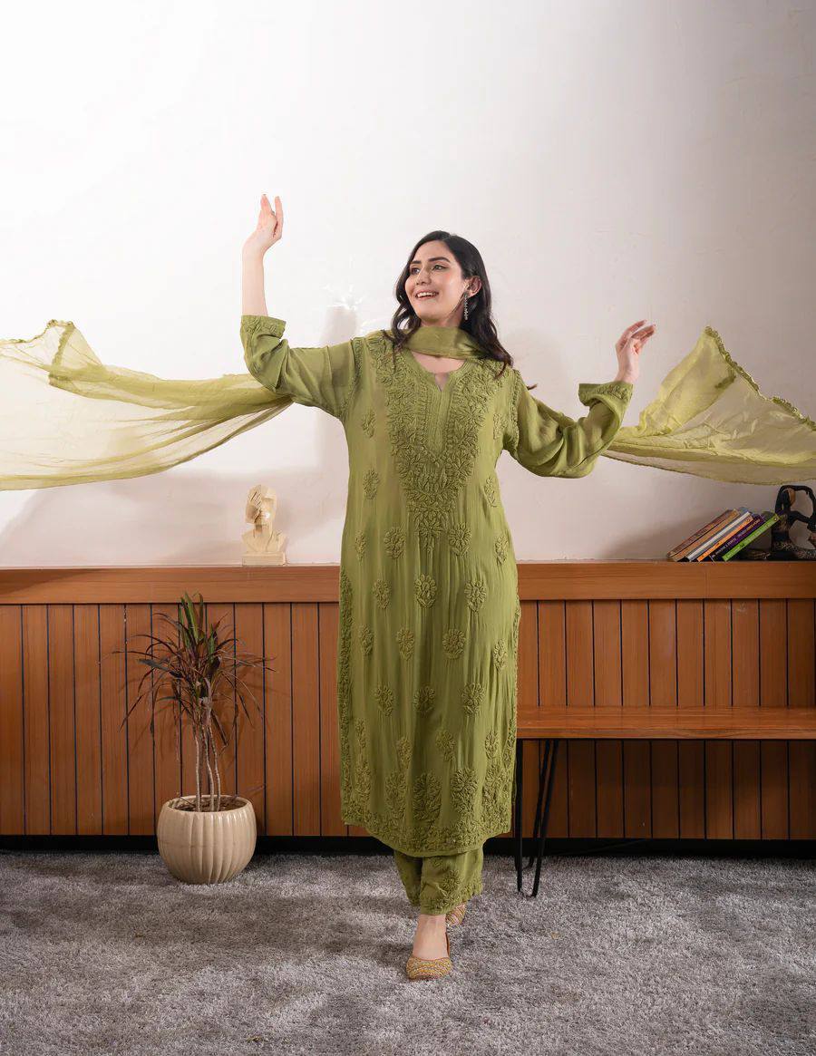 Radiance Straight Chikankari Kurta Set