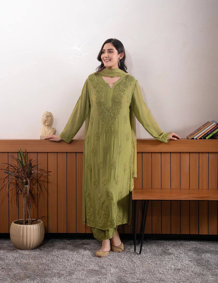 Radiance Straight Chikankari Kurta Set