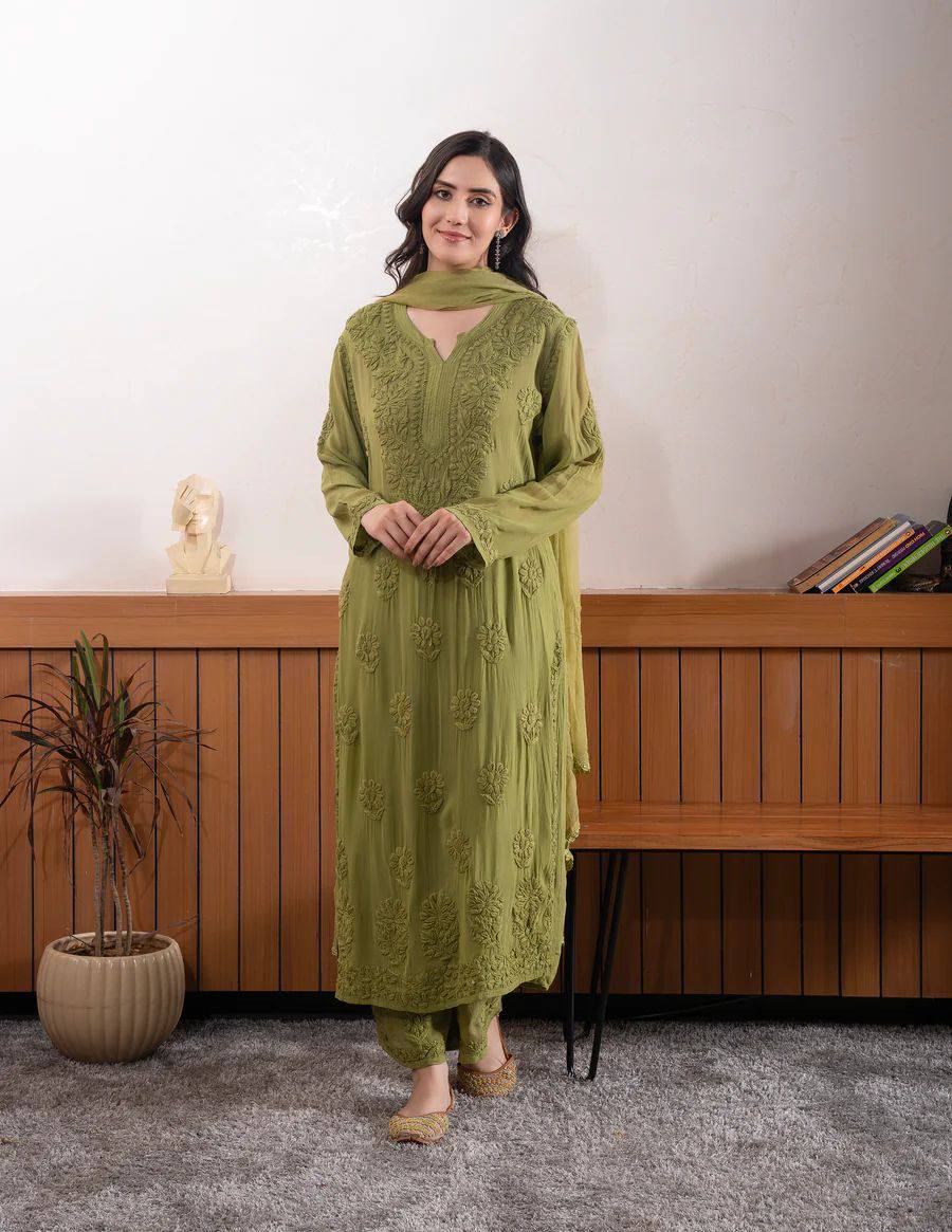 Radiance Straight Chikankari Kurta Set