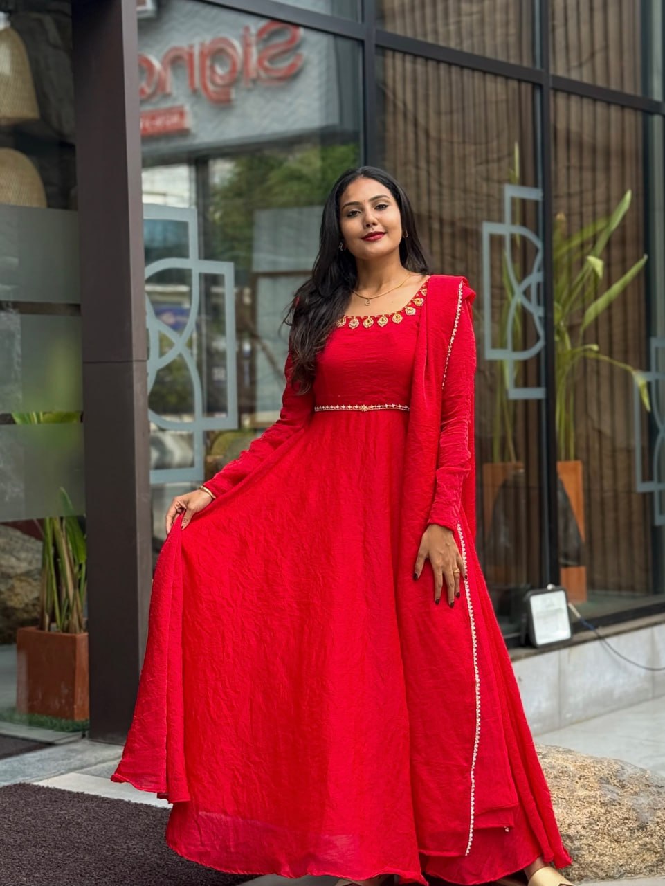 Royal Festive Fendy Silk Anarkali Suit Set,