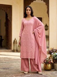 Elegant Embroidered Rayon Suit Set