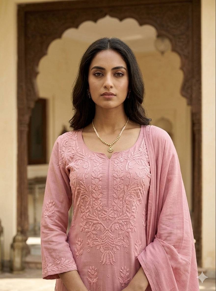 Elegant Embroidered Rayon Suit Set