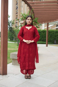 Graceful Faux Georgette Embroidered Palazzo Set