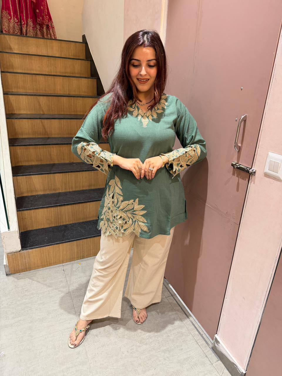 Elegant Embroidered Cotton Co-Ord Set