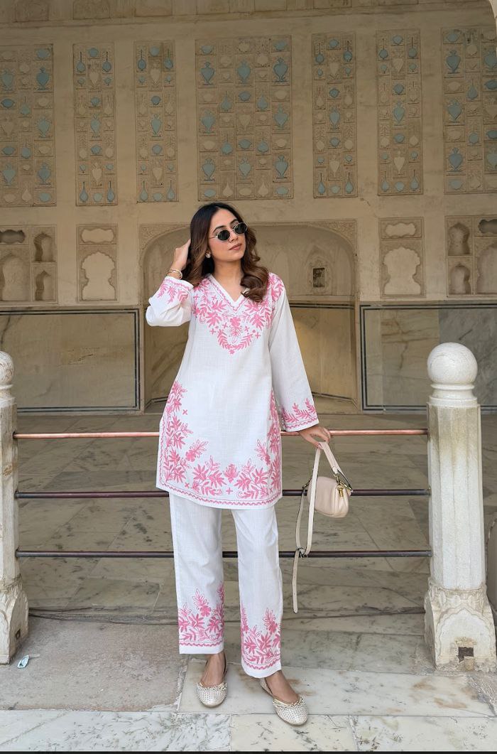 Timeless Pure Lilan Embroidered Kurti Set