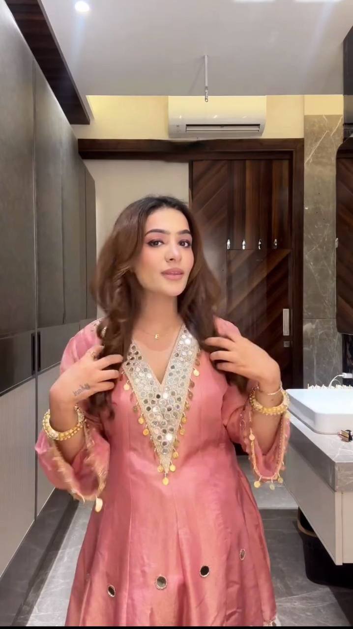 Exclusive Wedding Season Sequin Mirror Work Sharara Set With Organza Dupatta