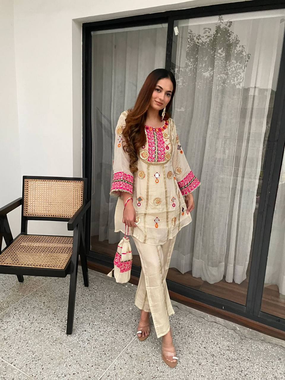 Designer Party Wear Mirror Work Co-Ord Set