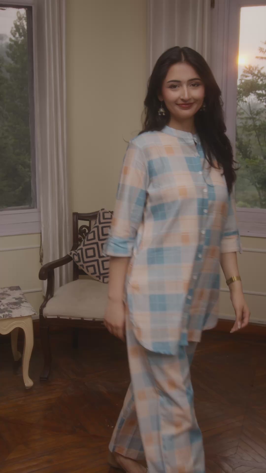 Sky Blue Premium Pure Cotton Co-Ord Set